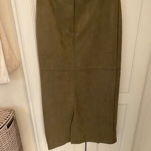 THML Olive Faux Suede Pencil Skirt